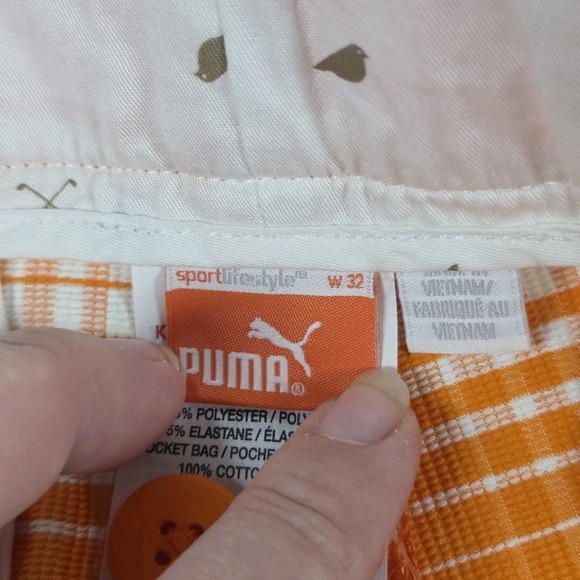 Puma Cobra Golf Mens Dry Cell Stretch Orange Plaids Casual Shorts Size 32 NWT - Picture 8 of 8